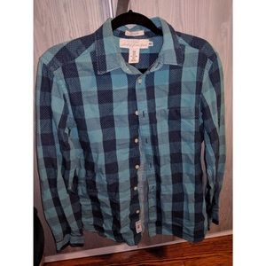 H & M Plaid button down. Teal and Blue.